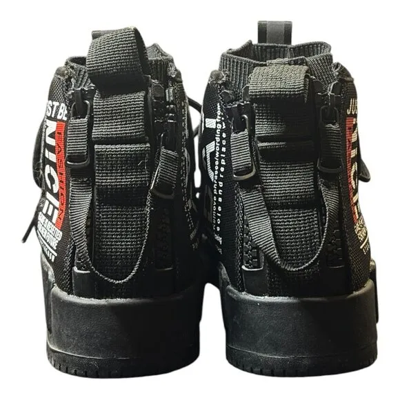 Xidiso Men’s High Top Fashion Sneakers Casual Shoe Black Sz 8 Just Be Nice Zip