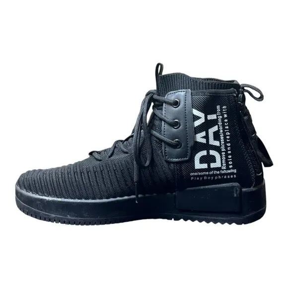 Xidiso Men’s High Top Fashion Sneakers Casual Shoe Black Sz 8 Just Be Nice Zip