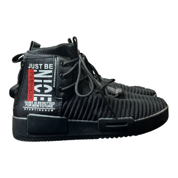 Xidiso Men’s High Top Fashion Sneakers Casual Shoe Black Sz 8 Just Be Nice Zip