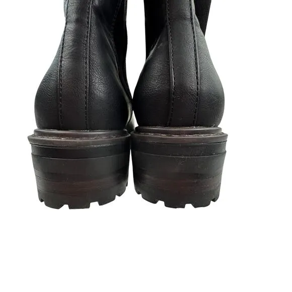 Yellowbox Black Faux Suede Sides Lug Sole Classic Chelsea Boots Women's Size 7