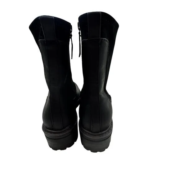 Yellowbox Black Faux Suede Sides Lug Sole Classic Chelsea Boots Women's Size 7