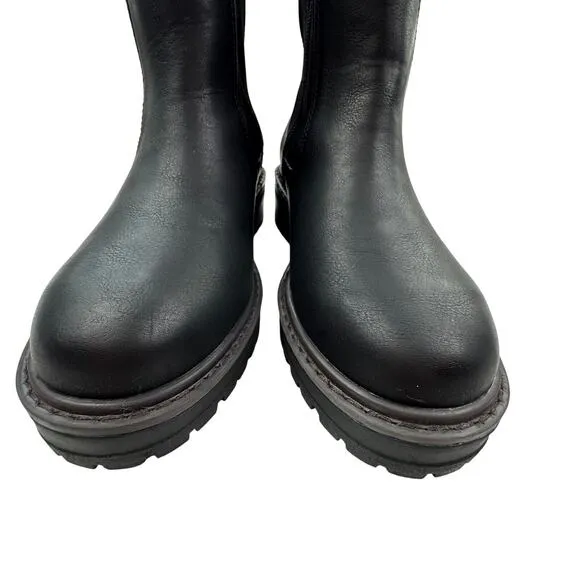 Yellowbox Black Faux Suede Sides Lug Sole Classic Chelsea Boots Women's Size 7