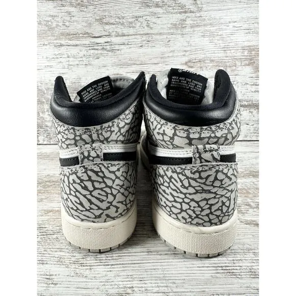 Youth Nike Air Jordan 1 High OG White Cement Sneakers Sz 4.5Y Athletic