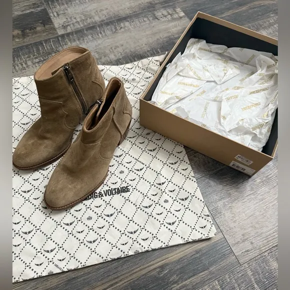 ZADIG &amp; VOLTAIRE Molly Suede Boots Taupe