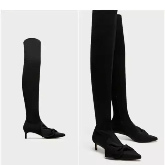 ZARA BASIC SOCK BOOTS OVER‎ THE KNEE SZ EU 40