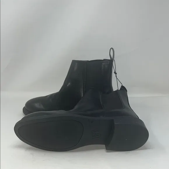 Zara Black Leather Chelsea Boots SZ 7