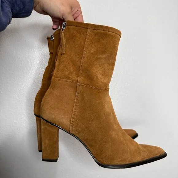 Zara Brown suede heel boots