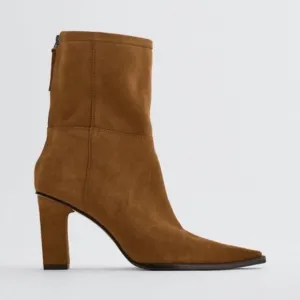Zara Brown suede heel boots