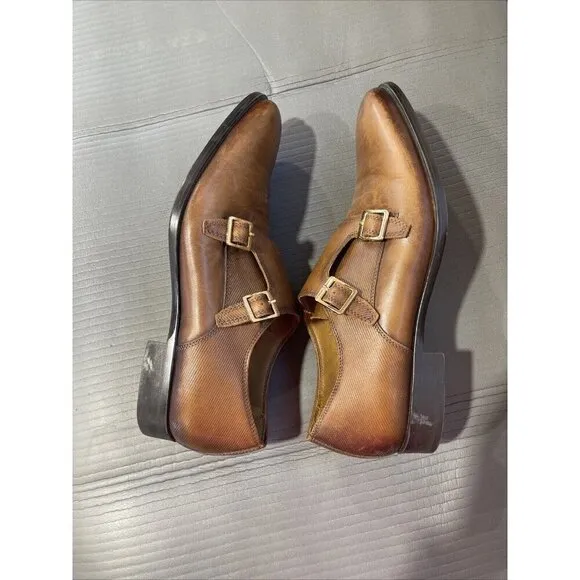 Zara Leather monk strap shoes Size 41 Brown 2452/302/105 531 255/95