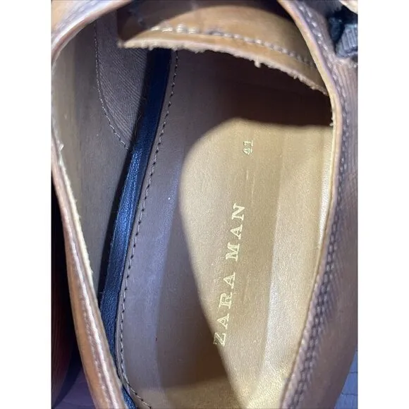 Zara Leather monk strap shoes Size 41 Brown 2452/302/105 531 255/95