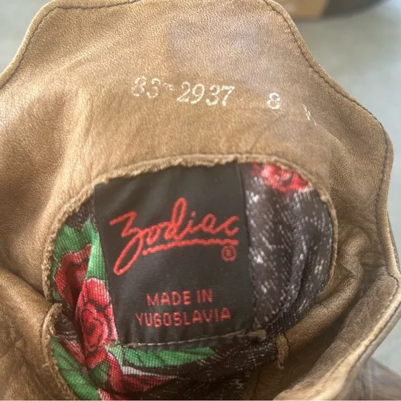 Zodiac Vintage Leather Suede Cowboy Boots