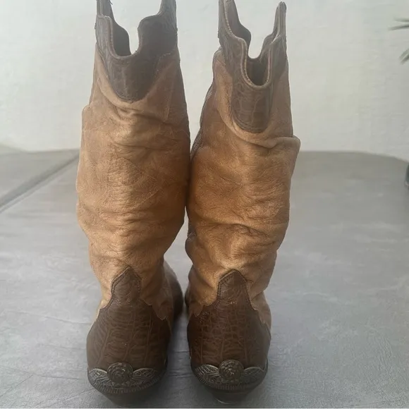 Zodiac Vintage Leather Suede Cowboy Boots
