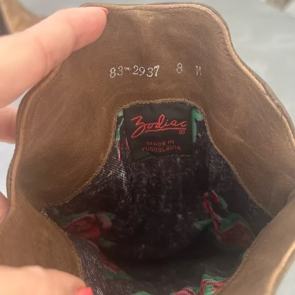 Zodiac Vintage Leather Suede Cowboy Boots
