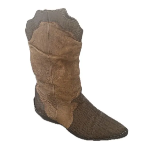 Zodiac Vintage Leather Suede Cowboy Boots